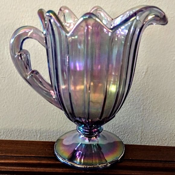 VTG FENTON Lavender Iridescent Art Glass ~ Petal Design 5" Creamer Pitcher *Read - Picture 2 of 12